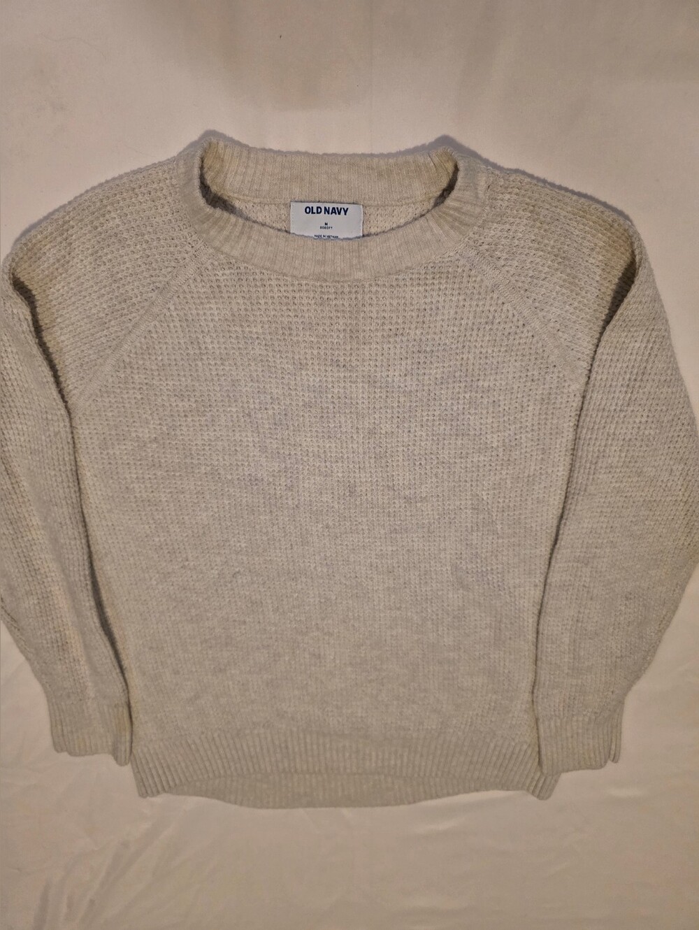 Old Navy Light Cream Textured Crewneck Sweater